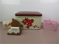 Vintage Tin Box, Mail Holders