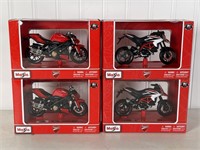 Lot of four Maisto Ducati 1:18 model motorcycles