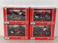 Lot of four Maisto Ducati 1:18 model motorcycles