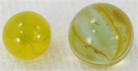 2 Antique Glass Marbles - Onion Skin, Etc.