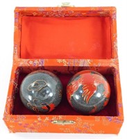 Vintage Asian Medicine Balls in Red Box