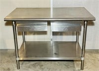 Stainless Steel Commercial Table, 2 Drawers,