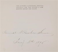 Extremely rare Harriet Beecher Stowe signed volume of Uncle Tom's Cabin, from the 17-volume limited edition set of her works - Hennage Library