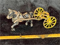 Metal toy horse chariot
