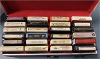 VINTAGE CASE WITH 8 TRACK TAPES