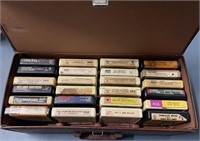 VINTAGE CASE WITH 8 TRACK TAPES