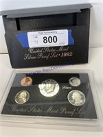 NO SHIP--1992 US MINT SILVER PROOF SET--5 COINS