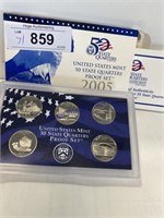 NO SHIP--2005 US MINT STATE QUARTER PROOF SET--