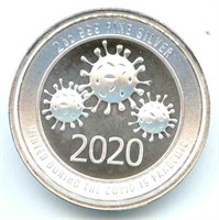 2 oz Silver Round: 2020 COVID-19, .999 Fine Silver