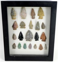 Nice Display with 20 Native American Arrowheads