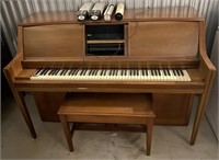 VINTAGE PLAYER PIANO AND BENCH  WITH ROLLS