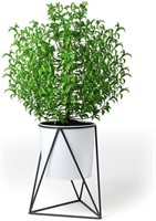 Indoor Plant Stand w/Pot-Grey Metal Tripod