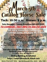 March 5th Catalog Horse & Tack Sale