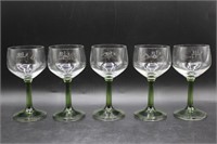 Vintage Green Stem Wine Glasses