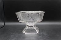 Floral Glass Footed Square Server