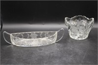 Floral Etched Bowl & Relish Dish