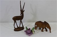 Wood & Ceramic Animal Figurines