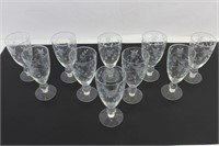 Floral Etched Water Goblets