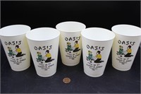 Set 5 Vintage OASIS Plastic Cups