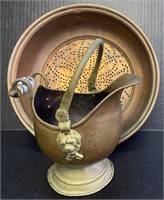 VINTAGE COPPER STRAINER AND SCUTTLE