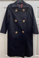 BAUMS BLACK WOOL COAT RED LINING SIZE S-M