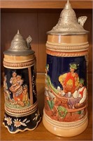 2 POTTERY BEER STEINS