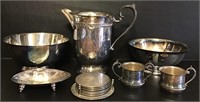 ASSORTED LOT SILVERPLATE PITCHER BOWLS