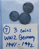 3 pfennig coins WW2 era Germany 1941-1942