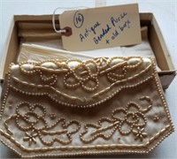 Old antique beaded purse & box