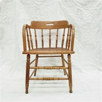 AMH1198- Brown Wicker Seat Chair Barrel Style