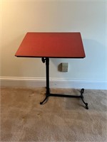 Iron bottom writing table 1940s? Wood rollers