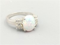 STERLING SILVER AND OPAL RING