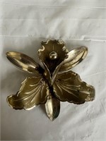 Large orchid brooch - vintage brooch, gold color