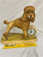 Vintage Mid Century Chalkware Poodle Clock