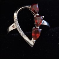 Sterling silver 925 ring teardrop rubies garnets?