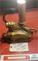 Old spelter figural lamp w LIONS