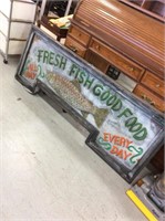 Large fresh fish good food sign