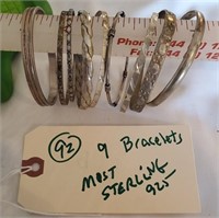 8 bracelets 925 sterling silver Mexico etc
