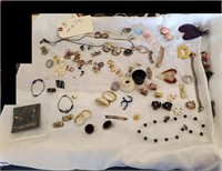 All on tray- jewelry earrings necklaces brooches