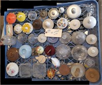 42 old vintage lids hen on nest pottery glass etc