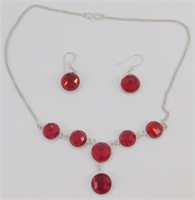 Red Aqua Mystic Necklace & Earrings