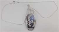 Dendritic Opal Wire Wrapped 3" Pendant & Chain