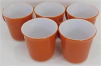 * 5 Burnt Orange Pyrex Mugs
