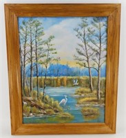 * Oil Painting of Blue Heron at Big Lagoon State