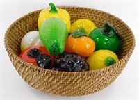 * Basket with Glass Fruit & Vegetables
