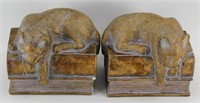 Vintage Bookends with Cats Laying on Books