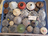 26 old vintage lids uranium hen on nest fire king