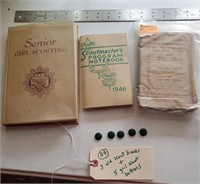 3 boy scout girl scout books 1915-1950s +5 buttons