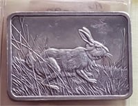 1oz .999 fine silver bar rabbit American Wildlife