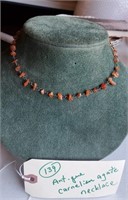 Antique carnelian agate necklace fiery orange